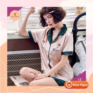 SET PIJAMA LỤA CHẤT HÀN - BỘ MẶC NHÀ ĐÙI VẢI LỤA MỀM