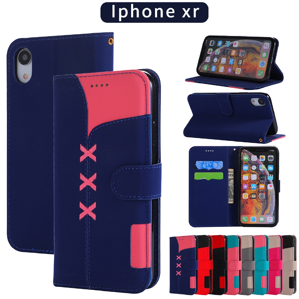 Bao da điện thoại bằng PU nắp lật thêu họa tiết kiểu ví cho Iphone 6 6S 7 8 Plus X XS Max | BigBuy360 - bigbuy360.vn