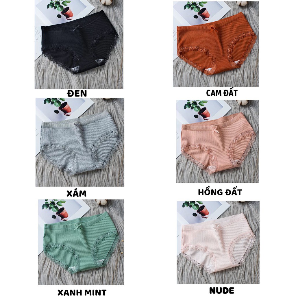 Quần Lót Nữ ❤️FREESHIP❤️ Quần Lót Nữ cotton gân tăm viền ren siêu mềm mịn thoáng mát mã 1778