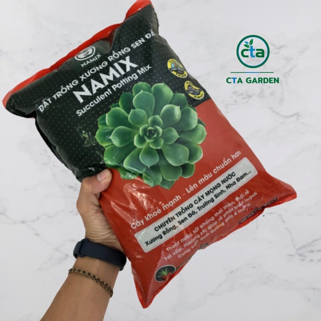 Giá thể trộn sẵn Namix chuyên trồng sen đá, cây mọng nước, xương rồng 5dm3 thoát nước tốt