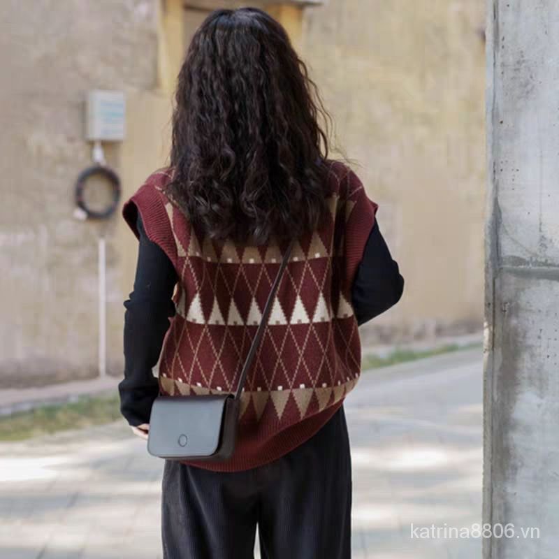 Áo len không tay họa tiết kẻ sọc màu sắc retro thời trang xuân thu dành cho nữ 2021
 | BigBuy360 - bigbuy360.vn