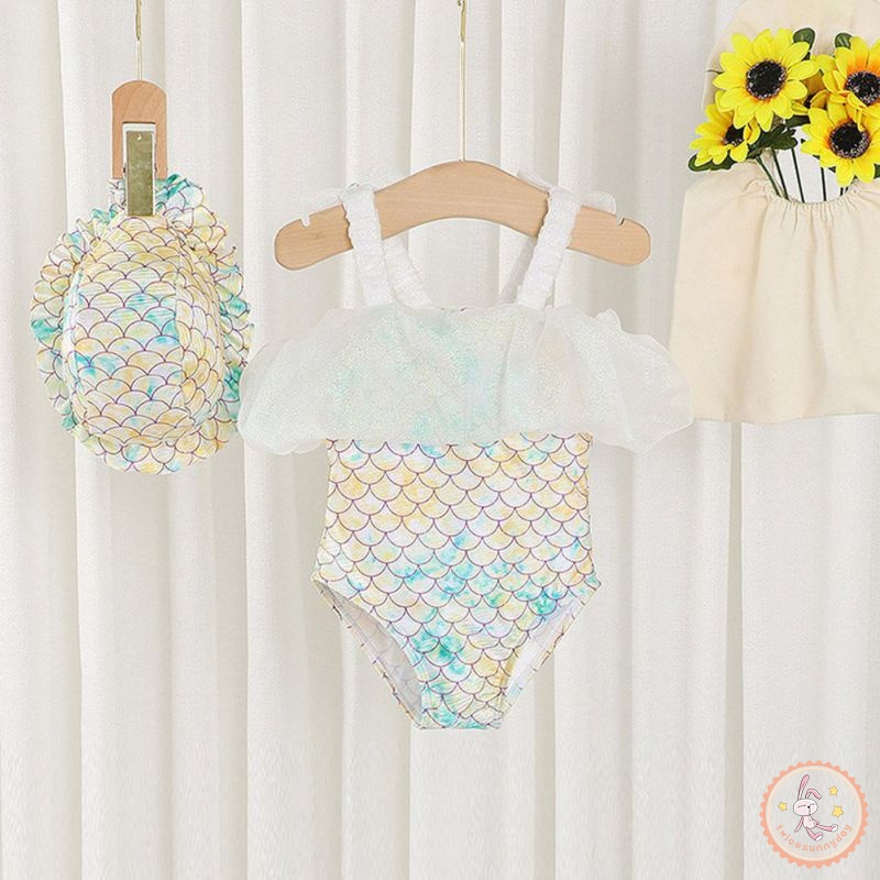 Bộ Đồ Bơi Một Mảnh Không Tay Phối Ren Dành Cho Bé Gái