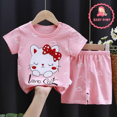 Bộ quần áo trẻ em nam + nữ Bộ Cộc Tay Cho Bé Mặc Nhà, Bộ Quần Áo Trẻ Em Dễ Thương Mùa Hè