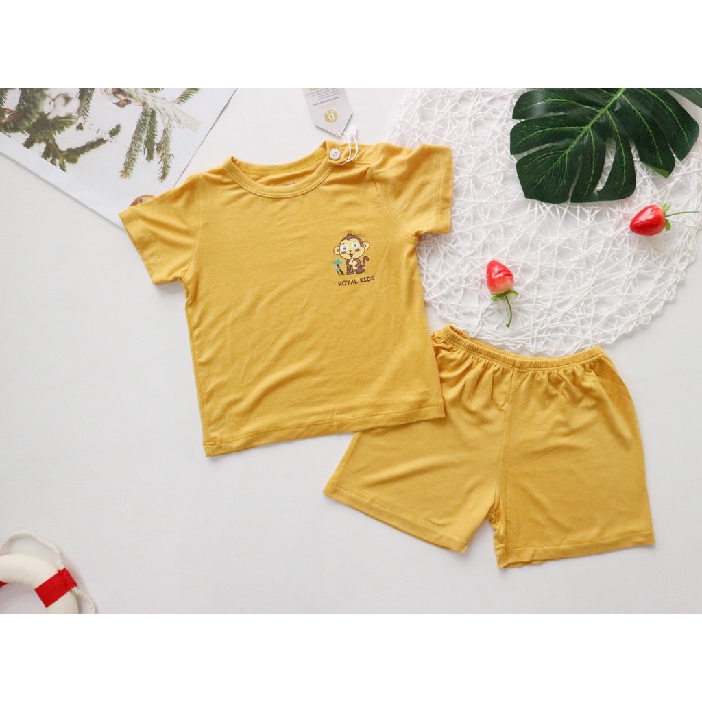 Bộ thun lạnh cho bé, bộ thun chất thun cotton lụa lạnh   màu  Vàng cho trẻ em ( 6-19kg)