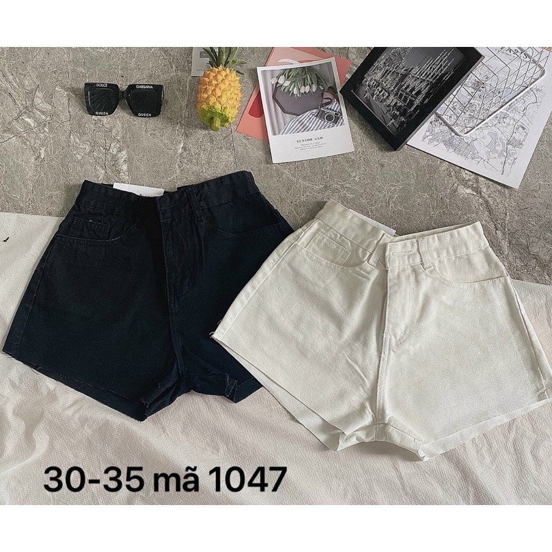 Quần short nữ jean 🚛 FREESHIP 🚛 Quần short jean nữ trơn lưng cao size đại hàng VnXk màu đen trắng Ms1047 bigsize 2KJean