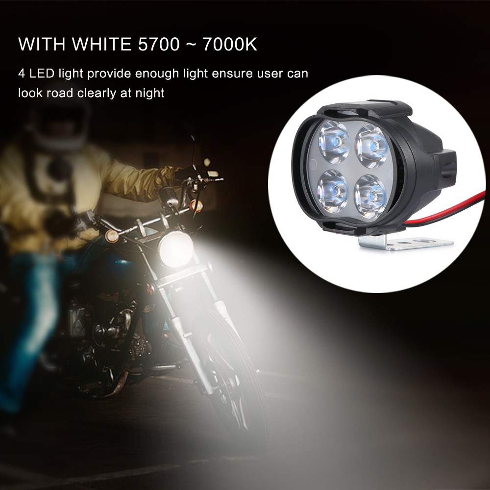 IN STOCK 9-85V 4 LED Light Motorcycle LED Light High Power Super Bright White 5700 ~ 7000K For Motorcycle E-bike Scooter Lighting