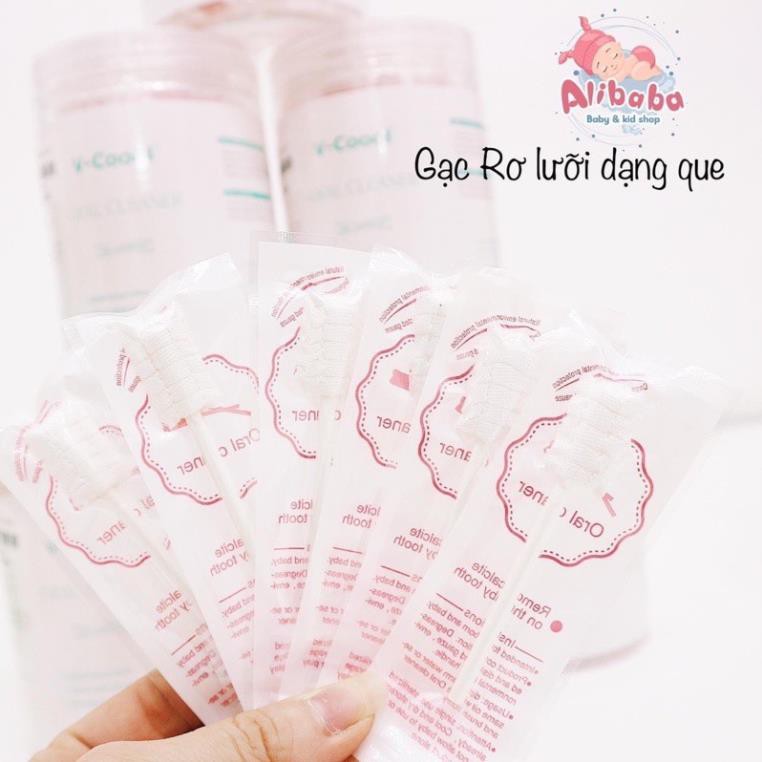 [ hàng chuẩn] Gạc Rơ Lưỡi Cho Bé-Rơ Lưỡi 30 Que, Dệt Sợi Cotton 100%, Mềm Mại, Kháng Khuẩn,Kháng Nấm Chống Viêm Nướu