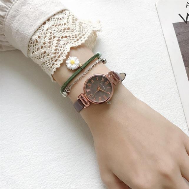 Đồng hồ thời trang nữ chính hãng Ulzzang U014 dây da mềm, êm tay, phong cách Hàn Quốc,số giờ la mã tuyệt đẹp