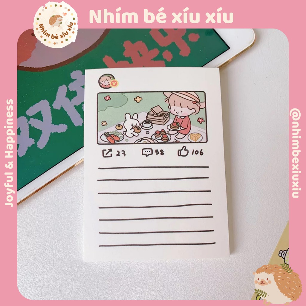 Tập giấy nhớ/giấy notes cô gái Nhật Bản theo chủ đề, nhiều hình dễ thương TN15
