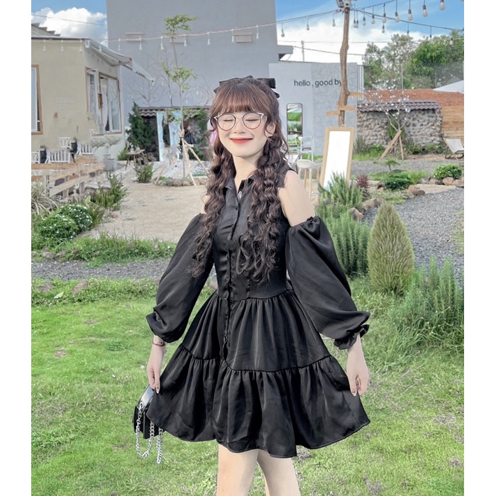 Đầm babydoll đan dây sau Cari