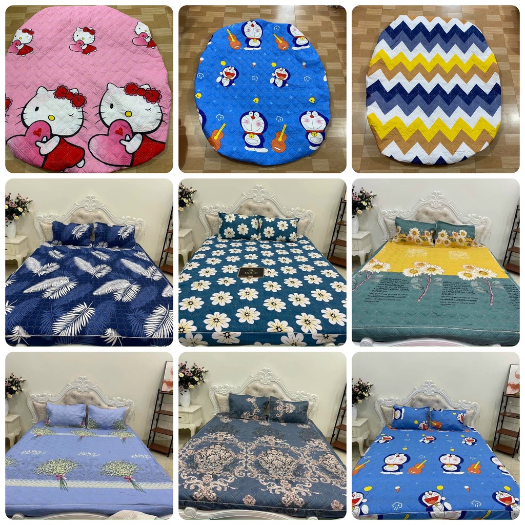 Ga trải giường trần bông bo chun 3 lớp  , ga giường dày dặn polly cotton  nhiều màu kích thước 1m2 , 1m6 , 1m8 , 2m
