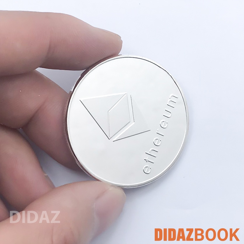 Đồng Xu ETH, Ethereum-Ether, Bitcoin mạ vàng, bạc 24K làm đồ lưu niệm , sưu tầm chất mạ sáng, bền màu ETH01