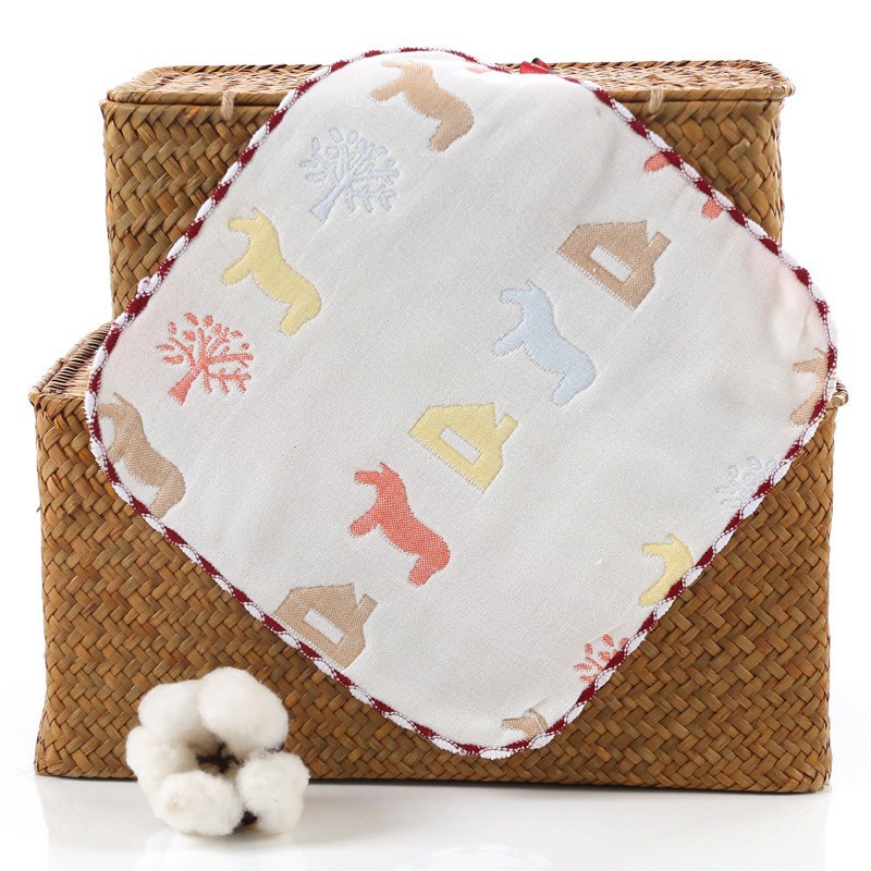 Combo 5 Khăn rửa mặt, lau rửa cho bé, 6 lớp cotton sợi tre siêu thấm hút, không bai xù, an toàn cho trẻ nhỏ - ANNIEBABY