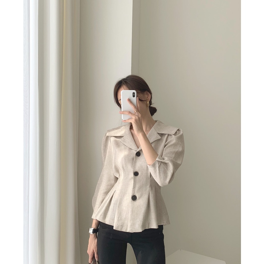 Áo Kiểu Tay Dài Cổ Chữ V Thời Trang retro Thanh Lịch Cho Nữ