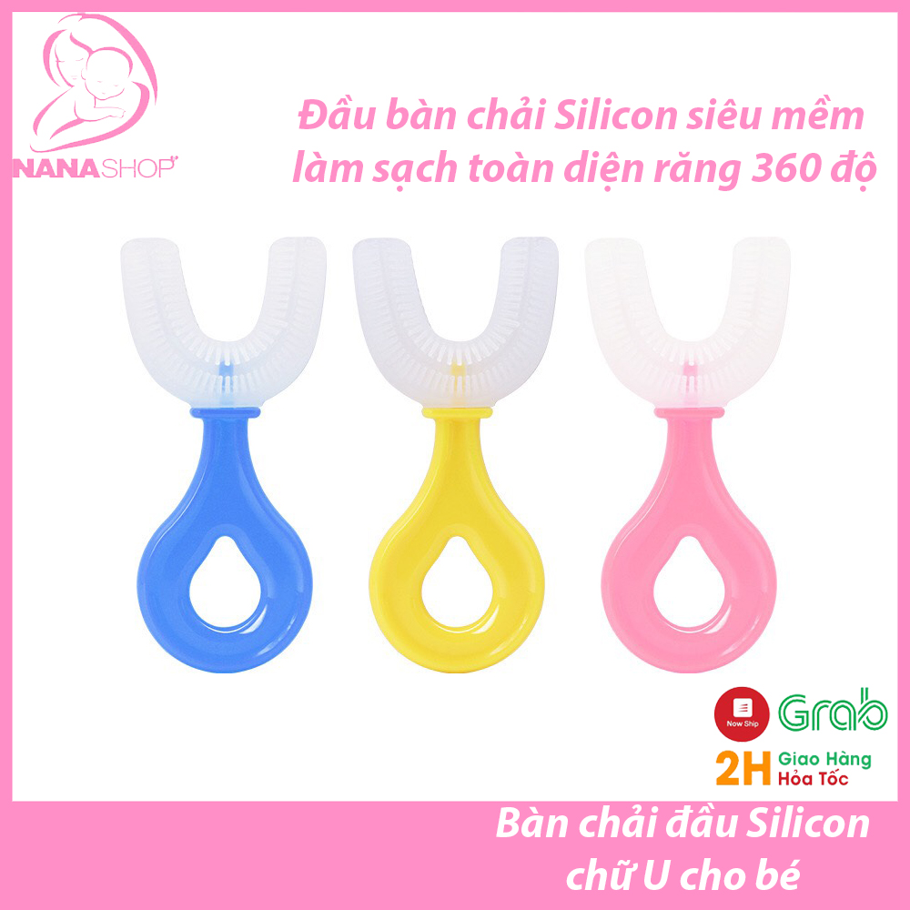 Bàn chải đánh răng chữ U đầu bàn chải chất liệu Silicon siêu mềm làm sạch toàn diện 360 độ cho bé từ 2 - 6 Tuổi