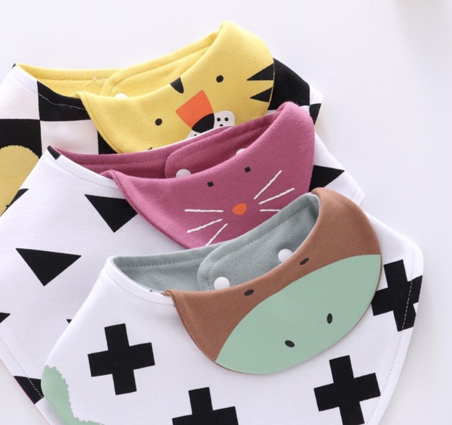 Yếm ăn dặm tam giác SKIDS hình thú ngộ nghĩnh cho bé