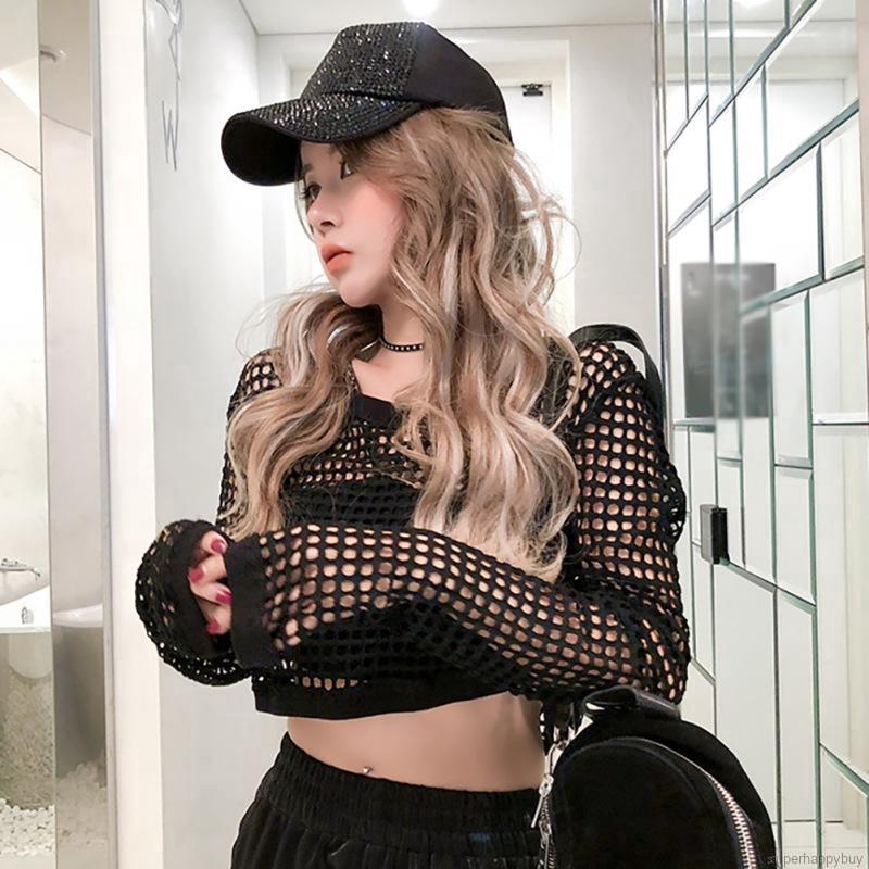 Áo thun lưới dài tay thời trang nữ