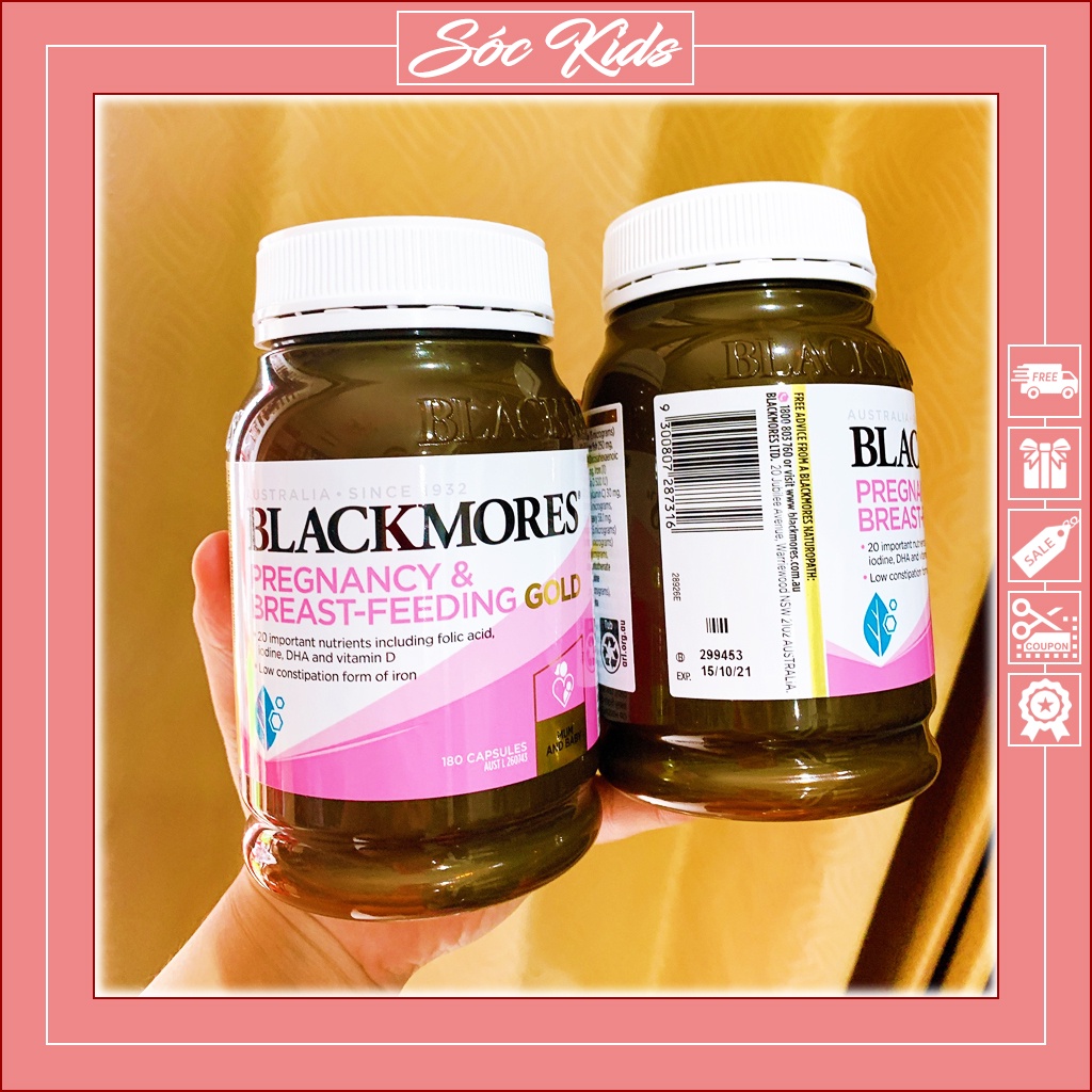 Vitamin Bầu Bú Blackmores Pregnancy &amp; Breast-Feeding Gold - CHUẨN ÚC | DATE 2024 | MẪU MỚI | 180 VIÊN | SÓC KIDS