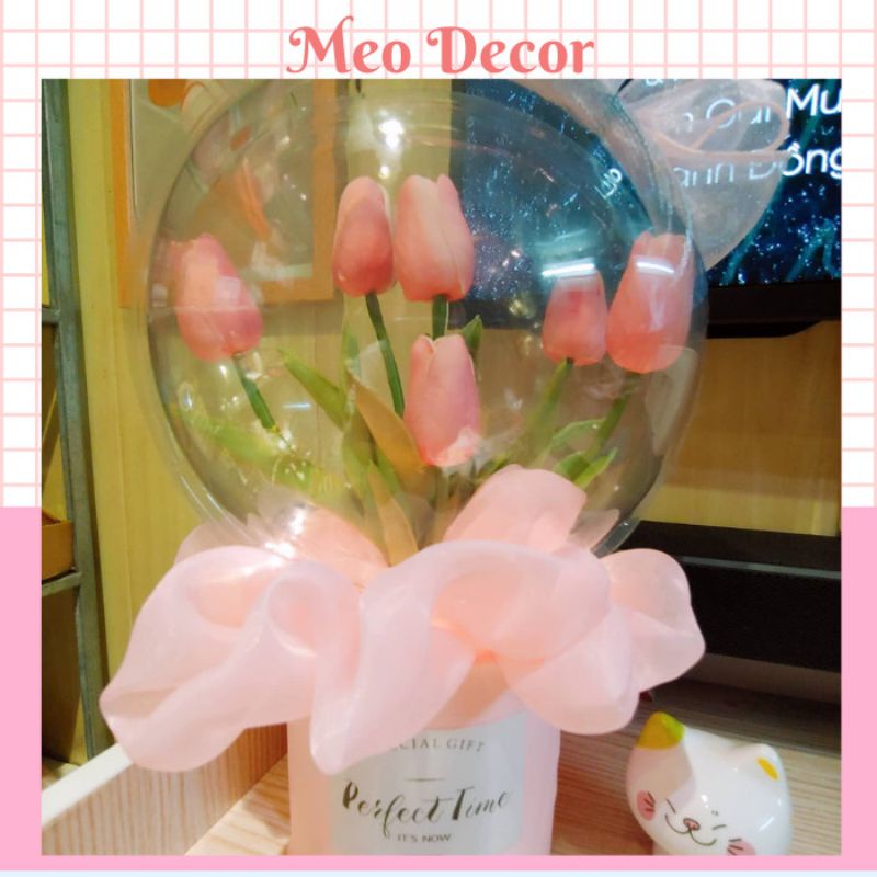 Quà tặng - Bóng hoa tulip kèm đèn làm quà tặng xinh xắn - decor đèn ngủ
