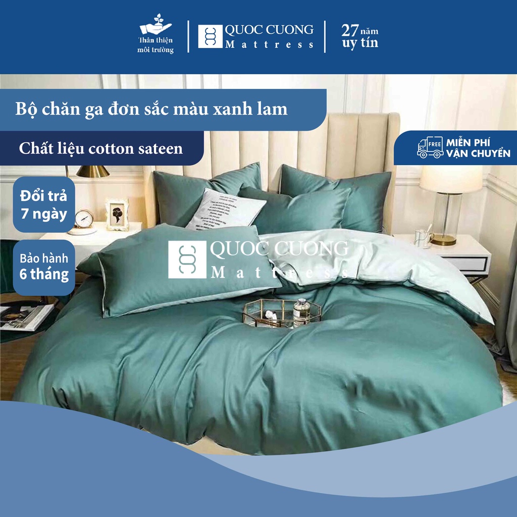 Bộ Chăn Ga Gối Cotton Sateen Đơn Sắc Đủ Kích Thước Trải Đệm 1m, 1m2, 1m4, 1m6, 1m8, 2m2 | BigBuy360 - bigbuy360.vn