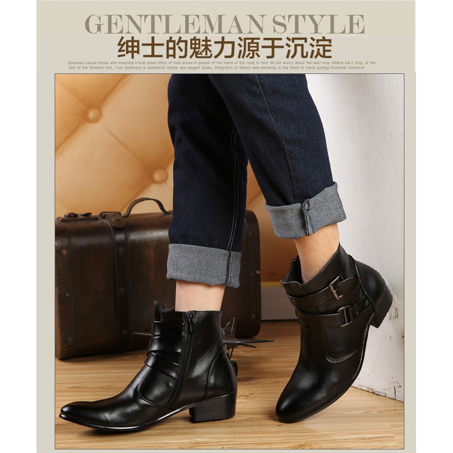 Giày Nam Cao Cổ Da Bò Loại 1 Cao Cấp Đai Chéo Hàng Quảng Châu | BigBuy360 - bigbuy360.vn