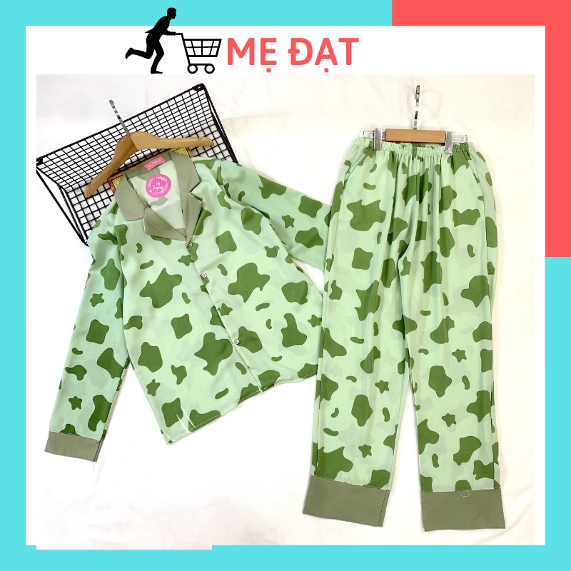 Bộ ngủ nữ pijama lụa Mango thu đông tay dài quần dài vải mềm nhịn k nhăn-D038