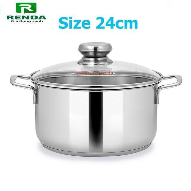 Nồi inox thân cao 3 đáy Đông Á N324K size 24cm sử dụng được trên bếp từ