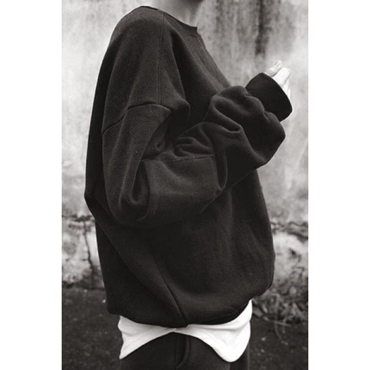 SWEATER BASIC - ÁO NỈ TRƠN NAM NỮ MÀU ĐEN