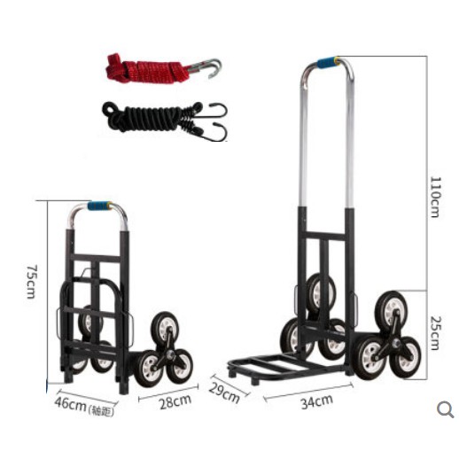 [Mã SRBACK101512 hoàn 20K xu đơn 0Đ] Xe kéo đẩy hàng leo cầu thang 6 bánh tải trọng 200kg WEICOM 9300