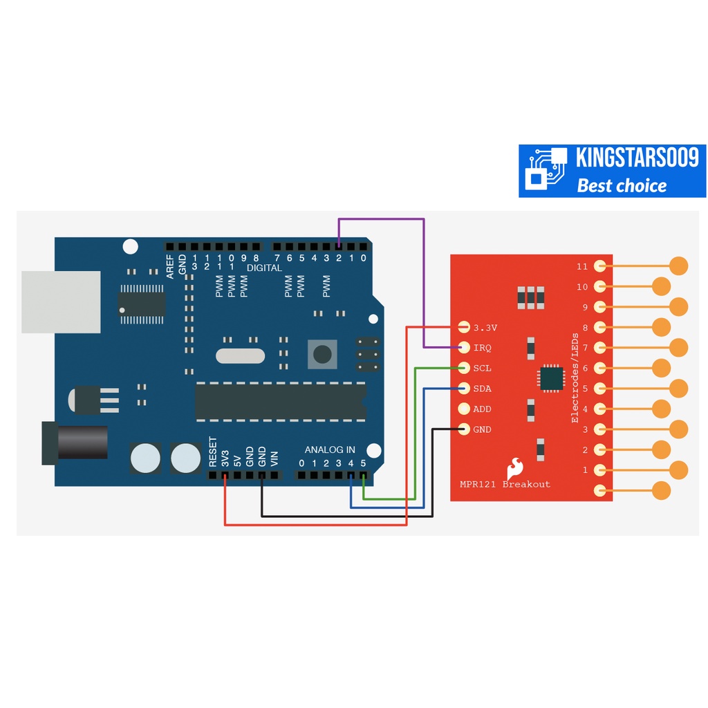 Mô-đun cảm ứng điện dung 12 kênh I2C touch MPR121