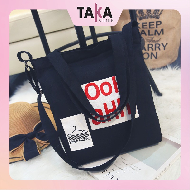 Túi canvas tote vải đựng đồ đeo chéo nữ đi học đựng đồ phong cách thời trang Hàn Quốc TakaStore  TVCC42