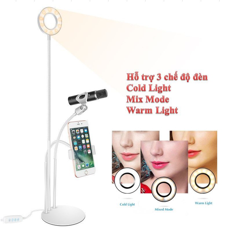 Cây livestream 3in1 có đèn hỗ trợ livestream, selfie, tiktok, videocall | BigBuy360 - bigbuy360.vn