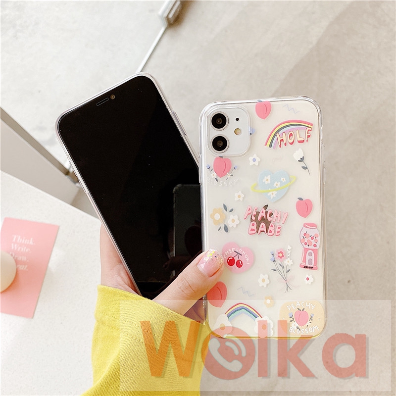 Ốp lưng mềm họa tiết sticker đáng yêu cho iPhone 12mini 12 Pro Max 11 Pro Max 6 6s 7 8 Plus XR X XS MAX | BigBuy360 - bigbuy360.vn
