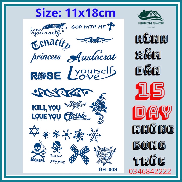 Hình Xăm Dán 15 Ngày Không Phai 11 x 18 cm Mẫu 9