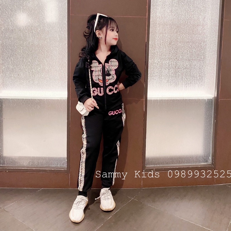 Bộ Nỉ Mũ Thu đông Mickey cho bé gái size đại 16-42kg cá tính thời trang