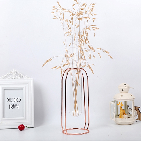 Lọ hoa thủy tinh viền kim loại, trang trí decor sang trọng, ảnh thật, giá bán cho 1 lọ