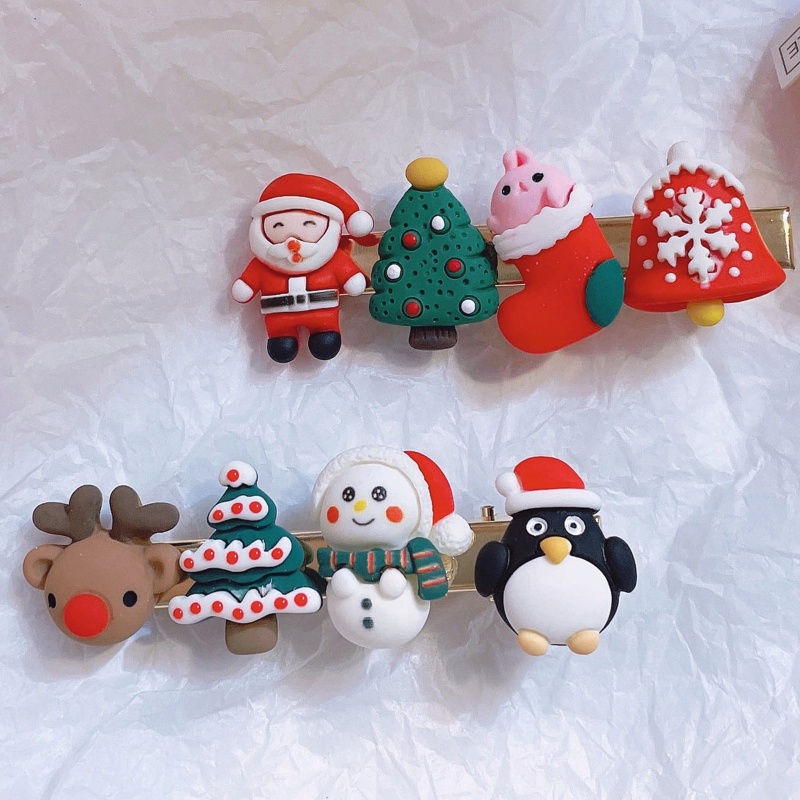 Kẹp Tóc Nhựa Họa Tiết Hoạt Hình Phong Cách Giáng Sinh Cho Bé Gái