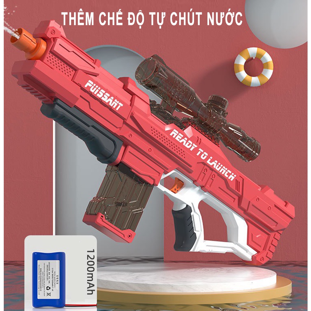 Súng Nước Sử Dụng Pin Điện Áp Lực Cao Puissant, Có Chế Độ Tự Động Hút Nước, Quà Tặng Dành Cho Bé