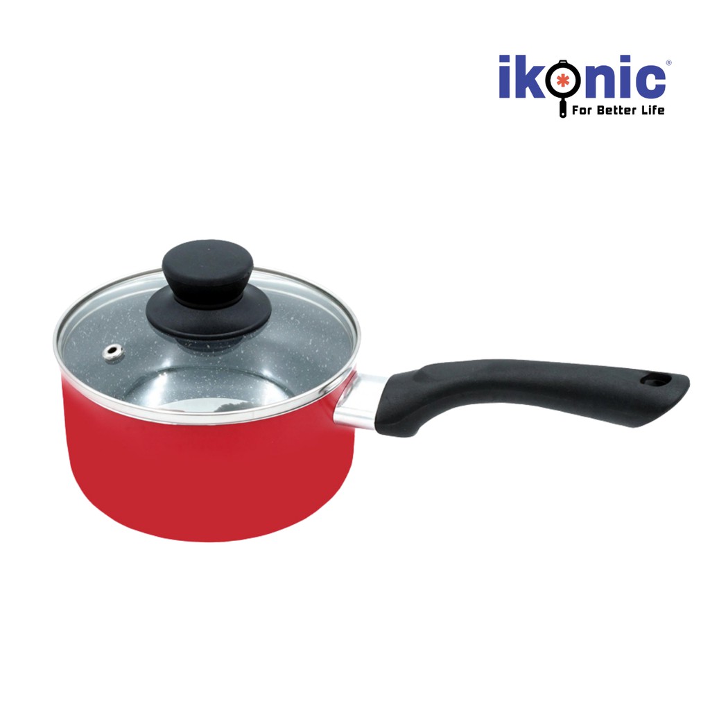 Nồi nấu bột cho bé có chống dính vân đá, có nắp kính cường lực IKONIC IK6814 - Bảo hành 1 đổi 1