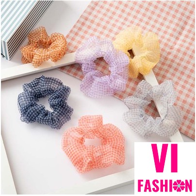 [Mã 151FASHIONSALE1 giảm 10K đơn 50K]Dây Buộc Tóc Vải Scrunchie Đơn Giản Thanh Lịch