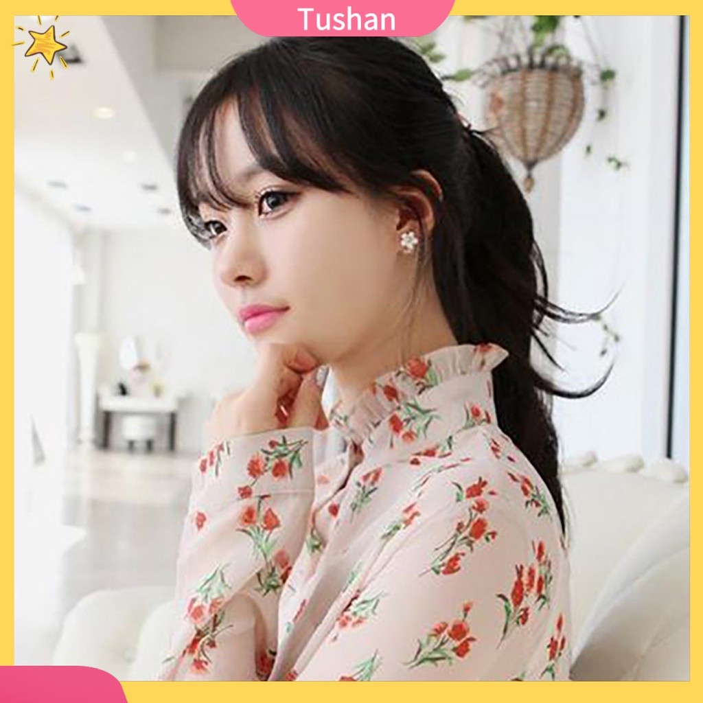 Bông tai hoa đính ngọc trai giả sang trọng