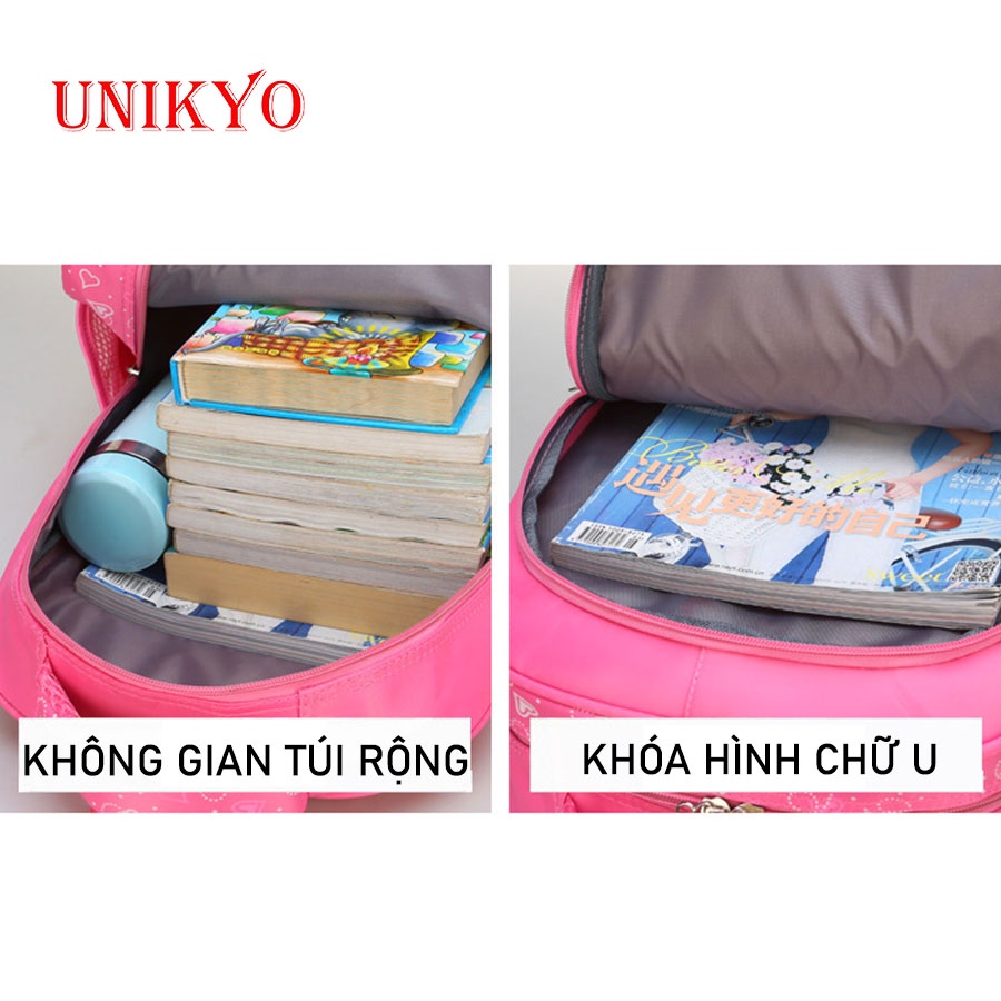 Balo cho bé gái tiểu học ba lô hoạt hình công chúa Elsa nhẹ chống thấm nước lớp 1-3 cặp sách trẻ em học sinh Unikyo UN35