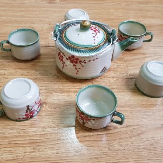 Ấm chén Bát Tràng vẽ hoa đào (thanh lý hàng xuất khẩu)