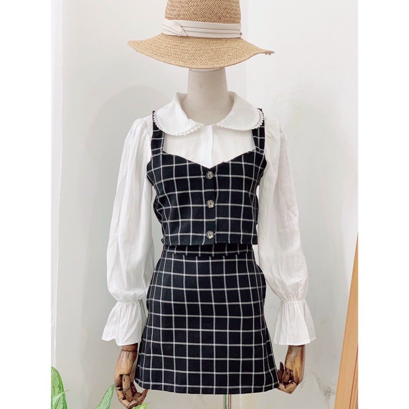 Set Sơ Mi 3 Món Kèm Chân Váy Xịn Xò Dễ Măc