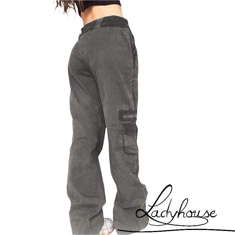 Quần Jean Dài Lưng Cao Dáng Rộng Màu Sắc Trơn Phong Cách Hip Hop Thời Trang Cho Nữ