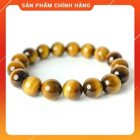 Vòng Phong Thủy - Vòng Đá Mắt Hổ Vân Nâu Hạt Tròn Trơn Vòng Phong Thủy Hợp Mệnh Kim