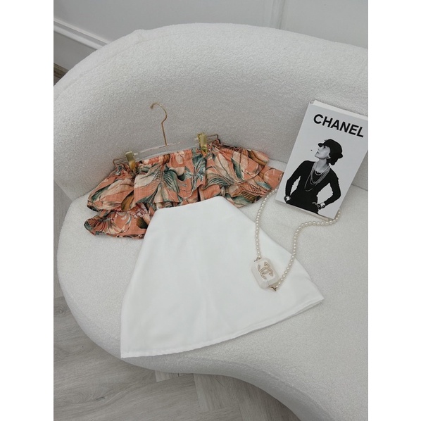 SET ÁO HOA TẦNG + CHÂN VÁY TRẮNG