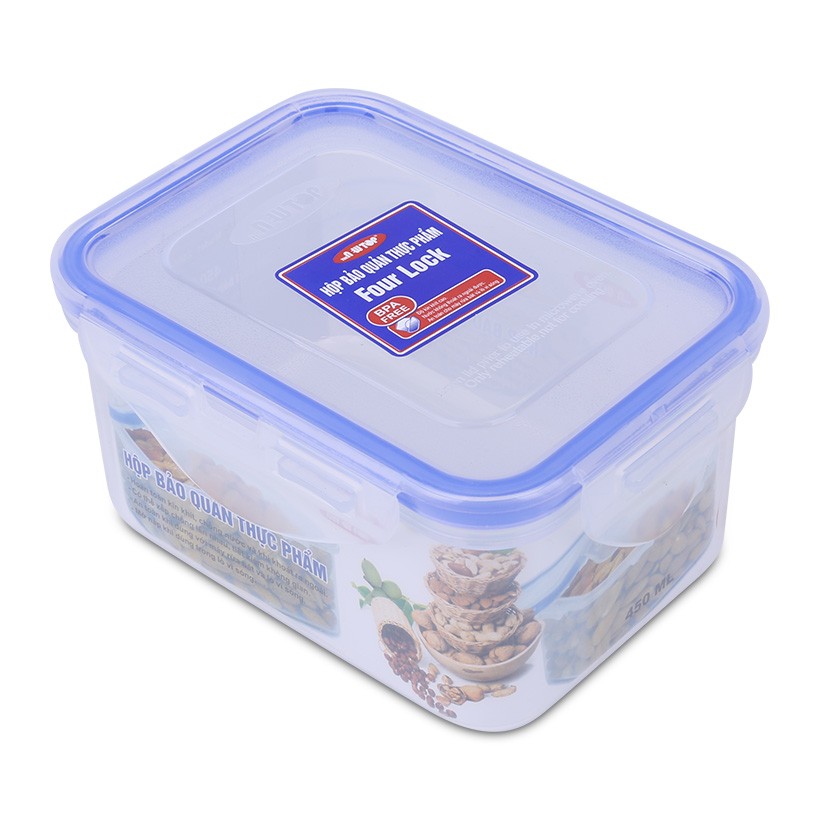 Hộp nhựa trong suốt đựng thực phẩm tủ lạnh Four Lock 2504 450ml | BigBuy360 - bigbuy360.vn
