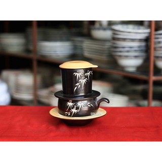 Phin cafe thấp khắc trúc men gốm