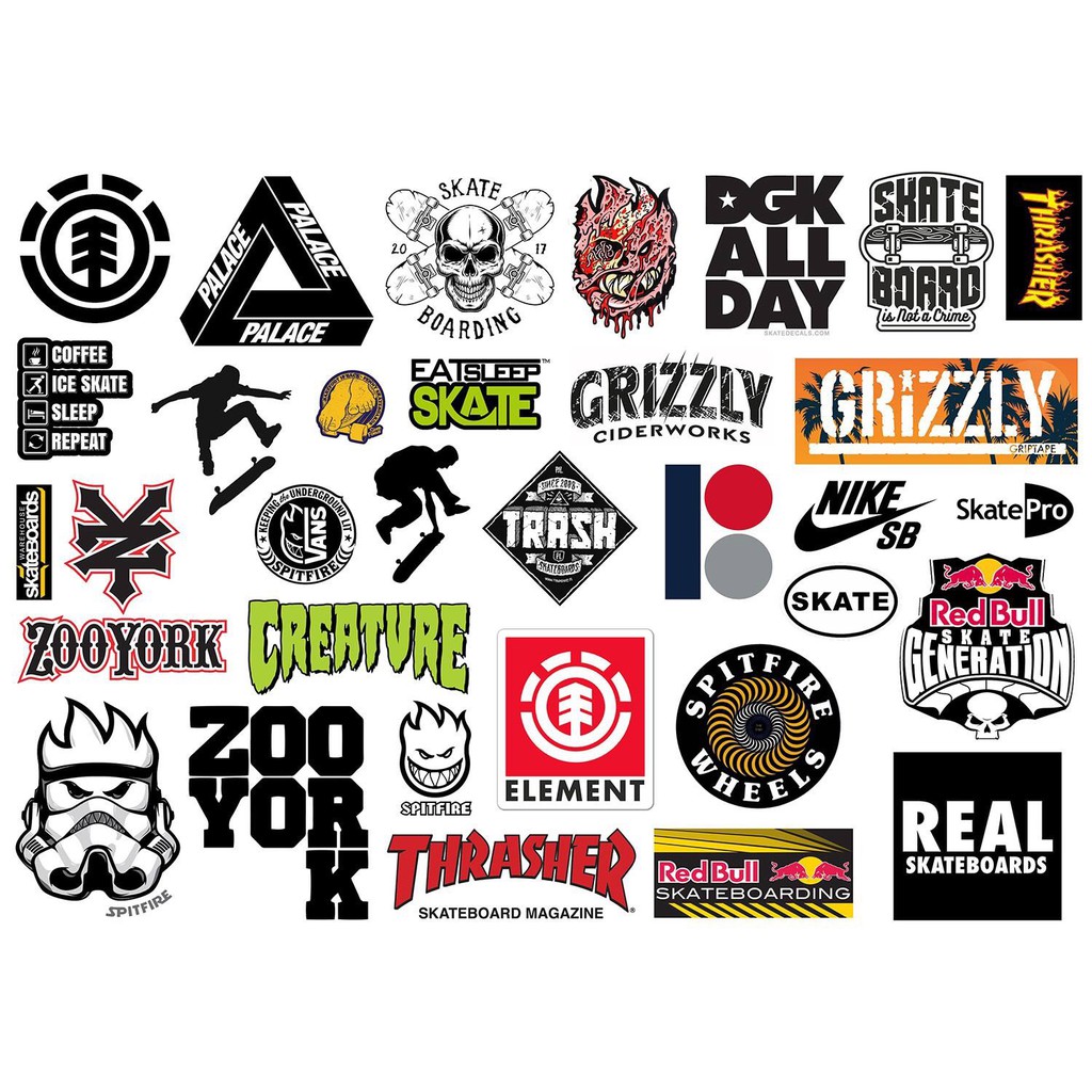 Sticker Skate (1) chống nước, hình dán mũ bảo hiểm, dán xe, điện thoại, laptop – Nghiện Sticker